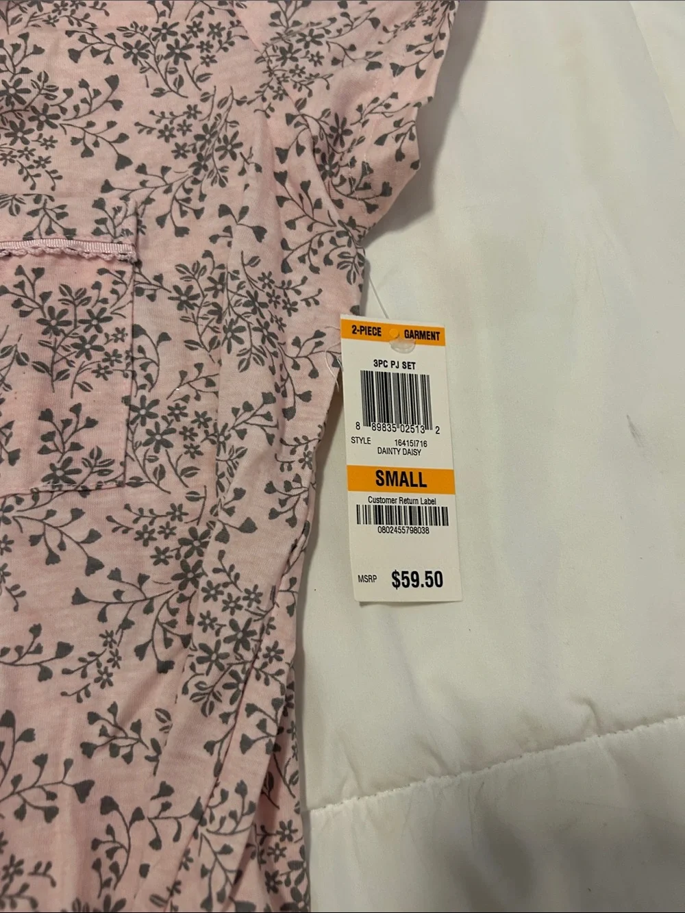 Women’s Pink Floral Pajama Set with Slippers - Brand: